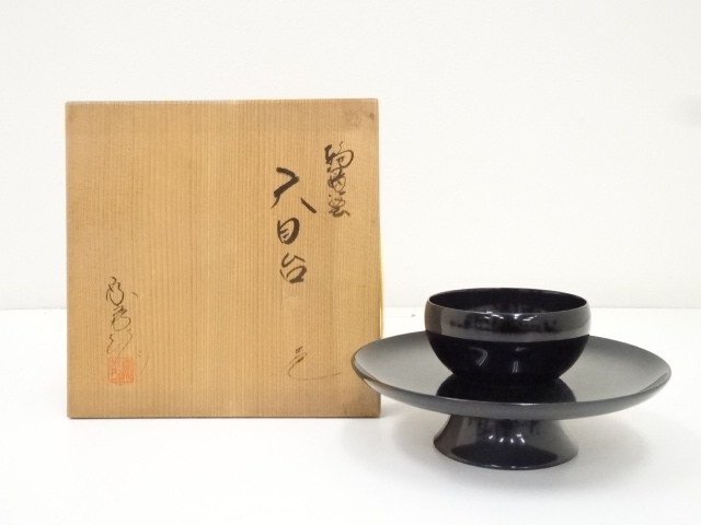 JAPANESE TEA CEREMONY / WAJIMA LACQUERED TENMOKU-DAI TEA BOWL STAND 